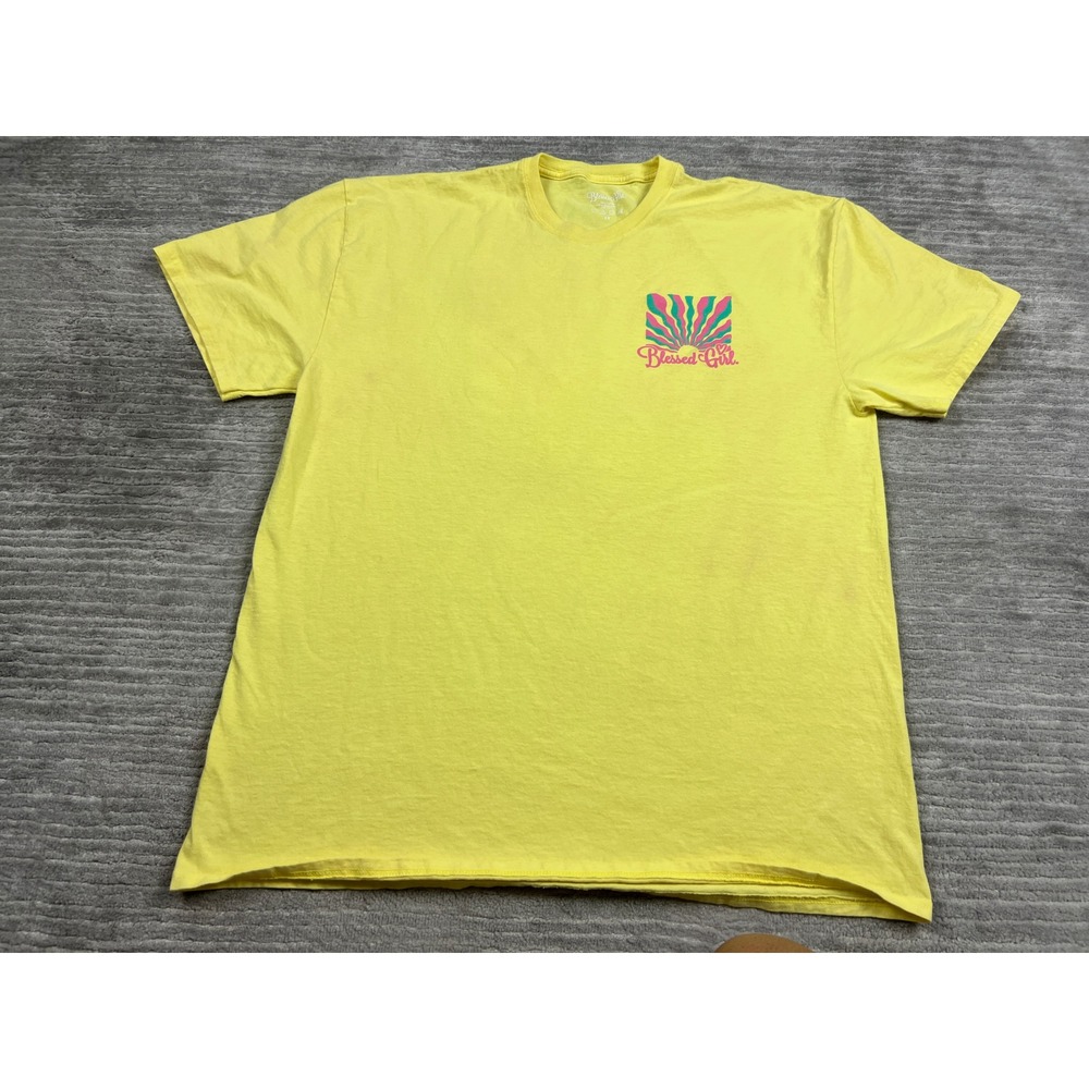Blessed Girl T-Shirt Women 2X Yellow Be The Light Matthew 5:14 Graphic Tee